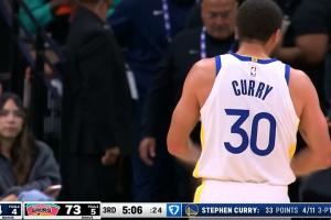 半节已砍18分!库里追身三分轰进!勇士反超